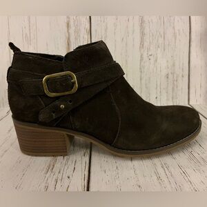 EUC Sonoma Goods for Life suede 2” heeled booties, brown women’s size 8.5